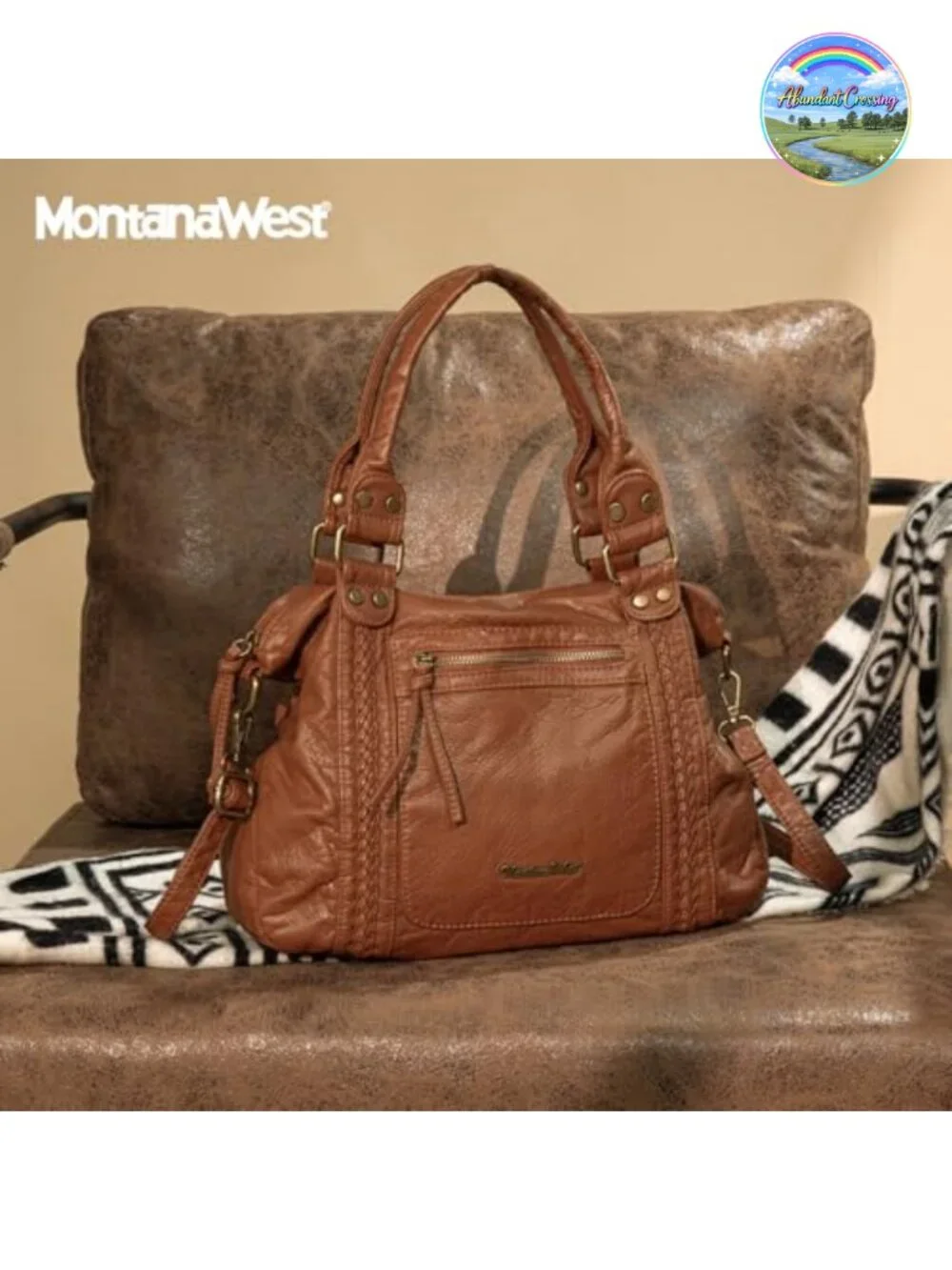 Room Washed PU Leather Hobo Bag with Crossbody Strap